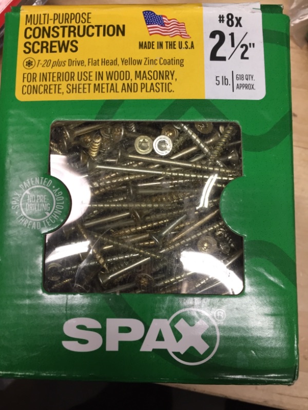 Photo 2 of #8X 2 1/2" T-Star Plus Flat Head Partial Thread Yellow Zinc Screws (5 lb. Box) 