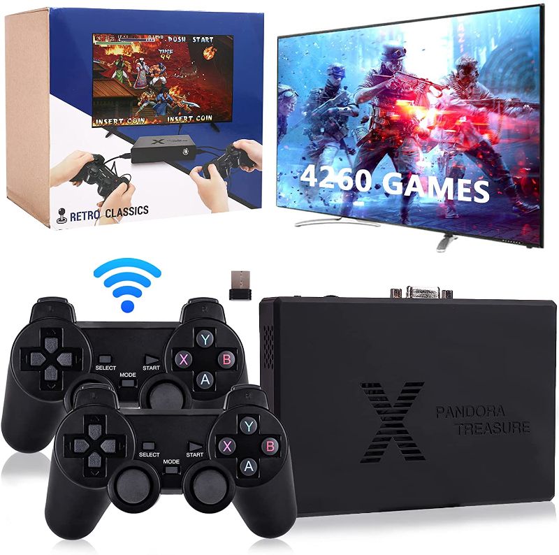 Photo 1 of Retro Game Console, Classic Mini TV Game Box Arcade Video Pandora Treasure 3D TV Game Console Built in 4260 Games with Wireless Controllers, HD HDMI /VGA /AV Output Gaming System Gifts for Men Boys