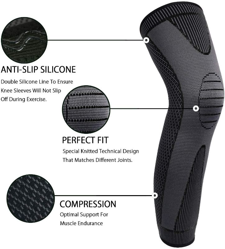 Photo 1 of Full Leg Sleeve Long Compression Knee Brace Protect Leg for Men and Women, for Basketball, Arthritis Cycling Sport Football 1PC
2 PACK 