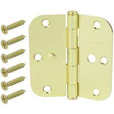 Photo 1 of 3-1/2 in. Bright Brass 5/8 in. Radius Security Door Hinges Value Pack (3-Pack)
SET OF 4