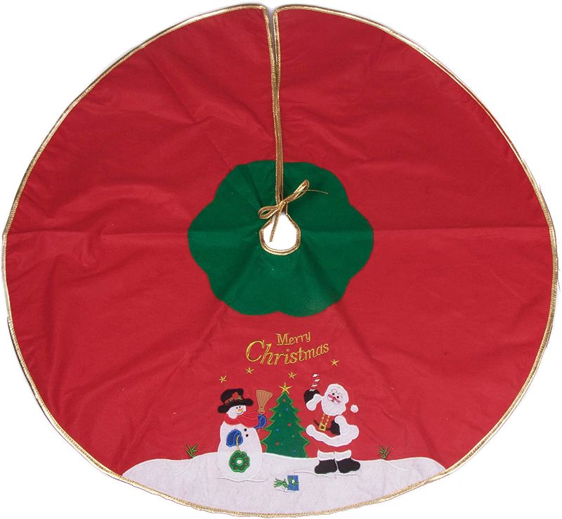 Photo 1 of 2 PACK OF- Clever Creations 40 Inch Christmas Tree Skirt Decoration, Large Merry Christmas Mat Holiday Décor, Santa and Snowman
