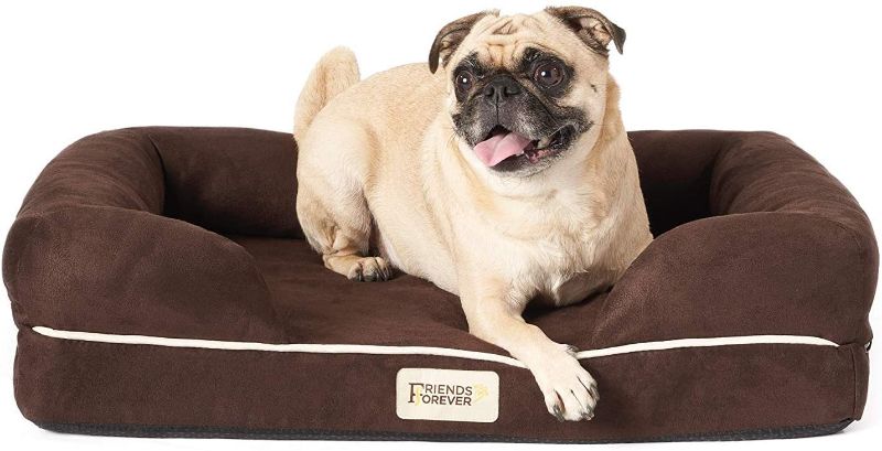 Photo 1 of **NOT IN ORIGINAL PACKAGING** Friends Forever Orthopedic Dog Bed Lounge Sofa Removable Cover 100% Suede Mattress Memory-Foam with Bolster Rim Premium Prestige Edition
