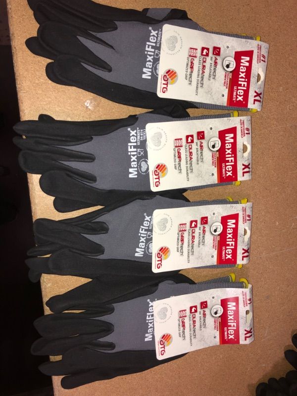 Photo 2 of 4 PAIRS OF- ATG MaxiFlex Men's Extra Large Ultimate Nitrile Gloves in Gray**SOLD AS IS, NO RETURNS** 