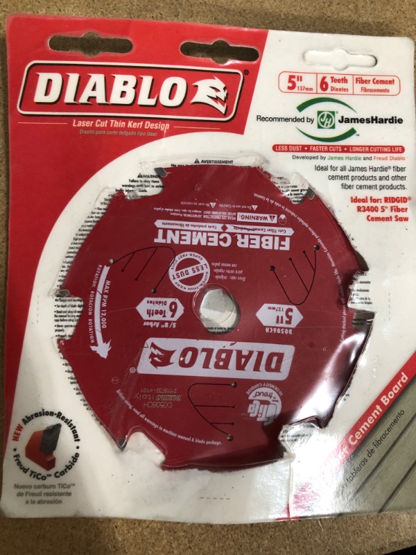 Photo 2 of **PREVIOUSLY OPENED** DIABLO HARDIE Blade 5 in. x 6-Tooth Fiber Cement Circular Saw Blade