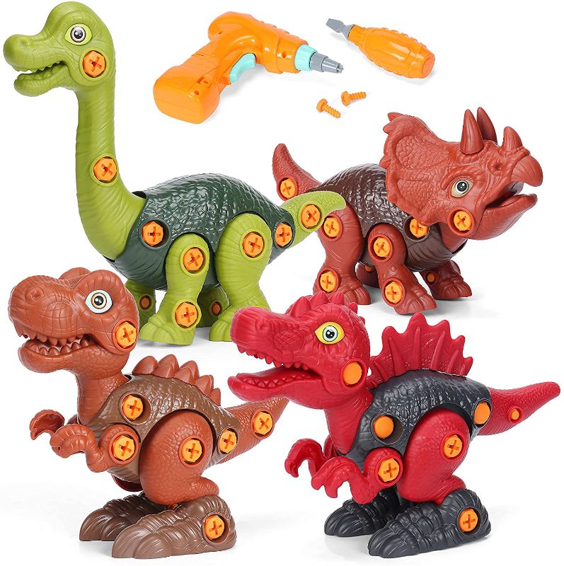 Photo 1 of Dinosaur Toys for 3 4 5 6 7 Year Old Boys: Take Apart Dinosaur Toys for Kids 3-5| STEM Learning Educational Building construction Toys with Electric Drill| Birthday Gifts for Toddlers Kids Ages 4-8
