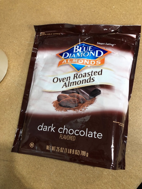 Photo 2 of Blue Diamond Almonds Oven Roasted Dark Chocolate Flavored Snack Nuts, 25 Oz Resealable Bag (Pack of 2)
EXPIRES OCT03/2022 **NOT REFUNDABLE, SOLD AS IS**