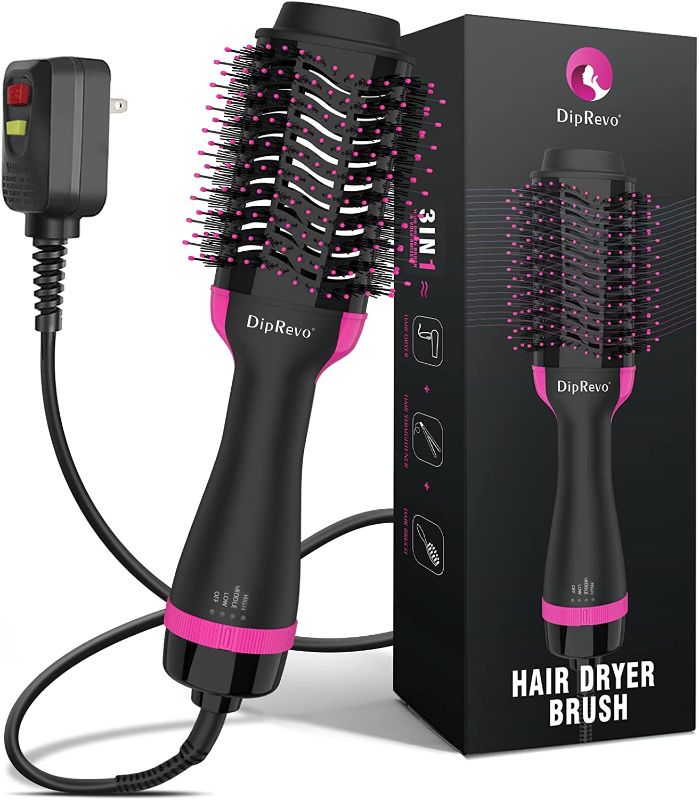 Photo 1 of Hair Dryer Brush,DipRevo® Hot Air Brush Styler and Dryer,Professional Hair Dryer & Volumizer with ALCI Safety Plug for Hair Drying Straightening Curling,3 in 1 Brush Hair Dryer for Women,Black,1000W
