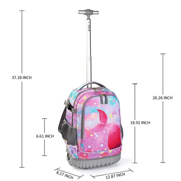 Photo 1 of *USED*
*MISSING pencil case*
Tilami Pink Fishtail Rolling Backpack 18 inch with Pencil Case Wheeled Laptop Bag
