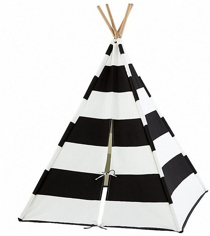 Photo 1 of Kingmys 4’ x 4’ Outdoor/Indoor Cotton Canvas Triangular Teepee Tent Play Tent with Carrying Bag (Black)
