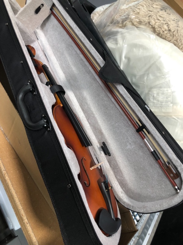 Photo 3 of *USED*
*MISSING instruction book and extra strings* 
Mendini By Cecilio Violin For Kids & Adults - 4/4 MV300 Satin Antique, Student or Beginners Kit w/Case, Bow, Extra Strings, Tuner, Lesson Book - Stringed Musical Instruments
