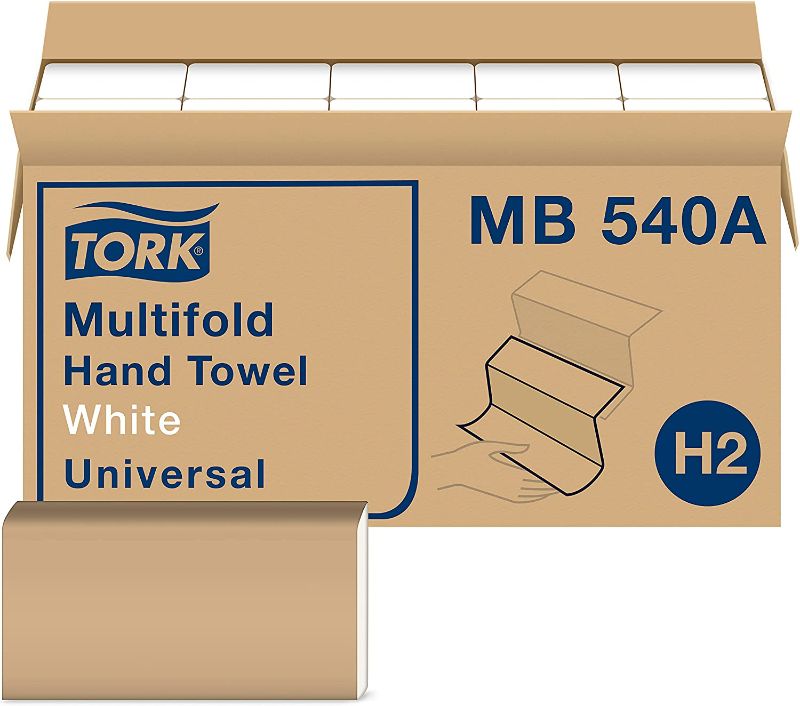 Photo 1 of *MISSING 6 packs*
Tork Multifold Hand Towel White H2, Universal, 100% Recycled Fibers, 16 x 250 Towels, MB540A
