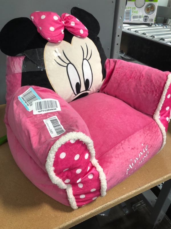 Photo 2 of *USED*
Idea Nuova Disney Minnie Mouse Figural Bean Bag Chair with Sherpa Trim, Ages 3+, Pink
