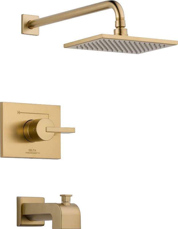 Photo 1 of *champagne bronze IN PERSON*
Delta Faucet Vero 14 Series Single-Function Tub and Shower Trim Kit with Single-Spray Touch-Clean Rain Shower Head, Champagne Bronze T14253-CZ (Valve Not Included)
