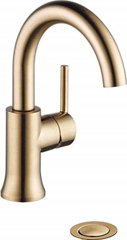 Photo 1 of *FAUCET ONLY*
Delta Faucet Trinsic Single Hole Bathroom Faucet, Gold Bathroom Faucet, Single Handle, Diamond Seal Technology, Drain Assembly, Champagne Bronze 559HA-CZ-DST
