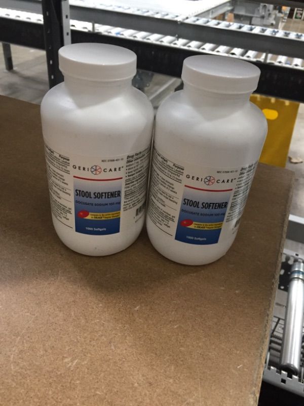 Photo 2 of  3 PACKS EXP 3/2022 GeriCare Docusate Sodium Stool Softener, 100mg Softgels (Bottle of 1,000)
