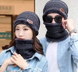 Photo 1 of Beanie Hat Scarf Set Warm Soft Cold Stretch Slouchy Skully Knit Hat Thick Fleece Lined Winter Cap Neck for Men Women
(2-Pack)