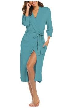 Photo 1 of Bluetime Womens Robe Knit Bathrobe Sleepwear Loungewear Lightweight Kimono Robes Long (M)