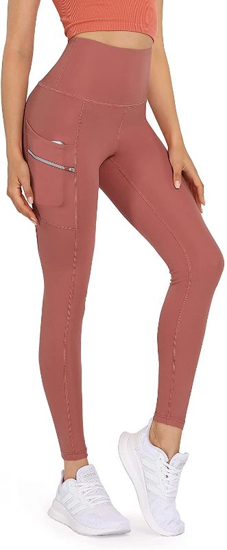 Photo 1 of ODODOS Women's High Waisted Yoga Leggings with Pockets,Tummy Control Non See Through Workout Athletic Running Yoga Pants (Mauve, XL)