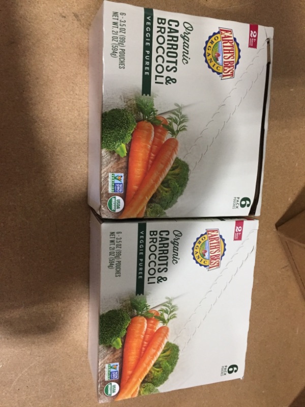 Photo 2 of (12 Pack) Earth's Best Organic Stage 2, Carrots & Broccoli Veggie Puree Baby Food, 3.5 Oz Pouch
BEST BY 12-09-2022