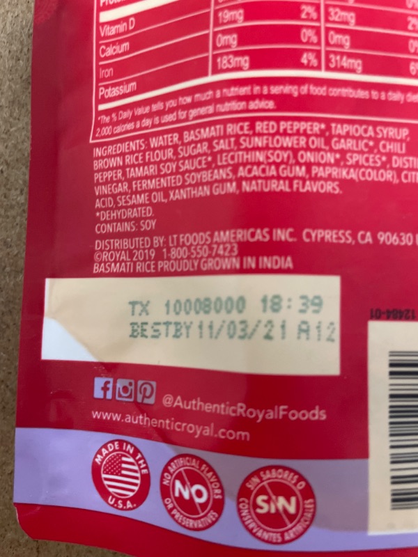 Photo 2 of **BEST BY DATE OF 11/03/2021**Authentic Royal Ready To Heat Rice, Spicy Korean, 4 Count