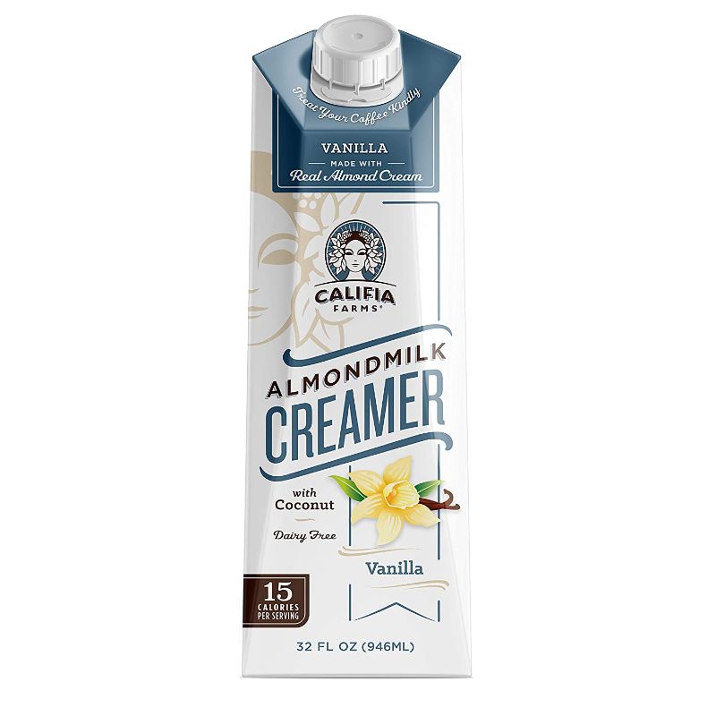 Photo 1 of **BEST BY 02-01-2022**Califia Farms - Vanilla Almond Milk Coffee Creamer with Coconut Cream, 32 Oz (Pack of 3) | Non Dairy | Plant Based | Vegan | Non-GMO | Shelf Stable
