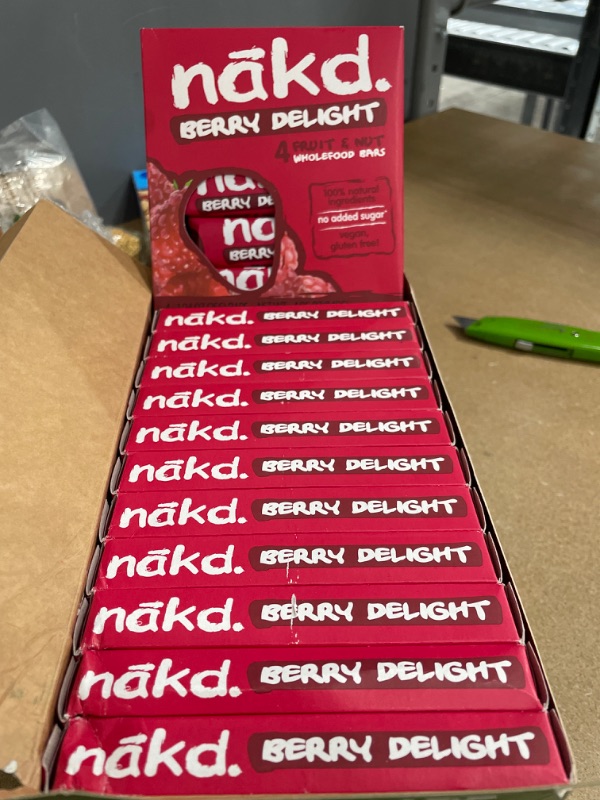 Photo 2 of **BEST BY 02-21-2022**Nakd Berry Delight All Natural Raw Fruit & Nut Snack Bars – Gluten-Free, Vegan, and Non-GMO 12 pack (4 bars per pack – 48 count)
