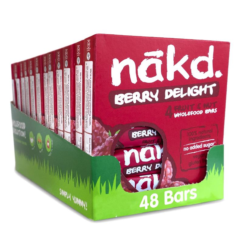 Photo 1 of **BEST BY 02-21-2022**Nakd Berry Delight All Natural Raw Fruit & Nut Snack Bars – Gluten-Free, Vegan, and Non-GMO 12 pack (4 bars per pack – 48 count)
