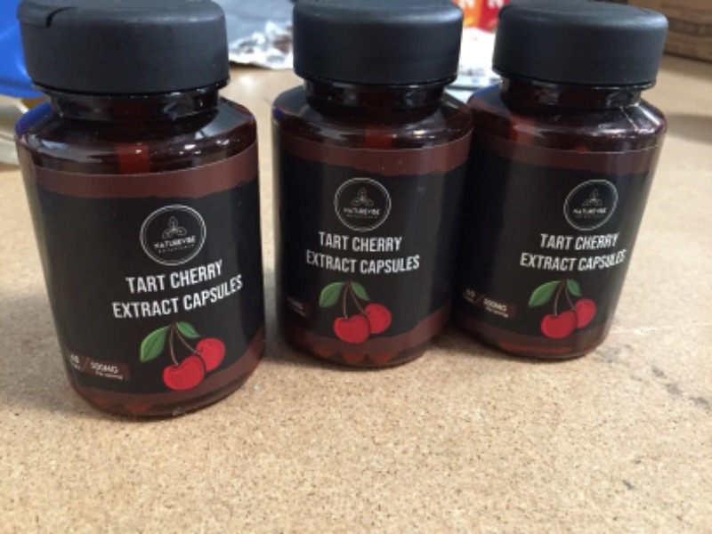 Photo 2 of **EXP DATE 02-2023**Naturevibe Botanicals Tart Cherry Extract Capsule 500mg (60 Cap) 
3-PACK