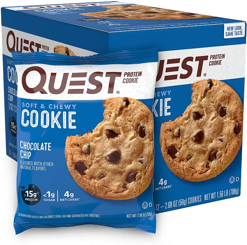 Photo 1 of **BEST BY 03-10-2022**Quest Nutrition Chocolate Chip Protein Cookie, Keto Friendly, High Protein, Low Carb, Soy Free, 12 Count "Packaging may vary"