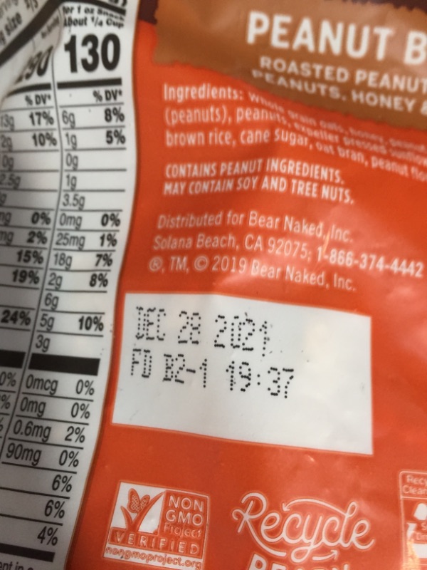 Photo 3 of **BEST BY 12-28-2021**Bear Naked Granola Cereal, Vegetarian, Breakfast Snacks, Peanut Butter, 12oz Bag 6-pack