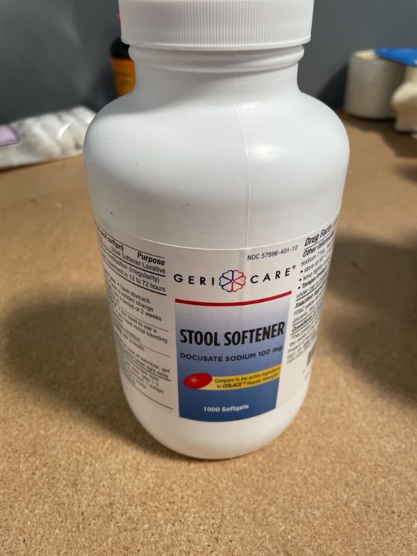 Photo 1 of **BEST BY 03-2022**GeriCare Docusate Sodium Stool Softener, 100mg Softgels (Bottle of 1,000)
