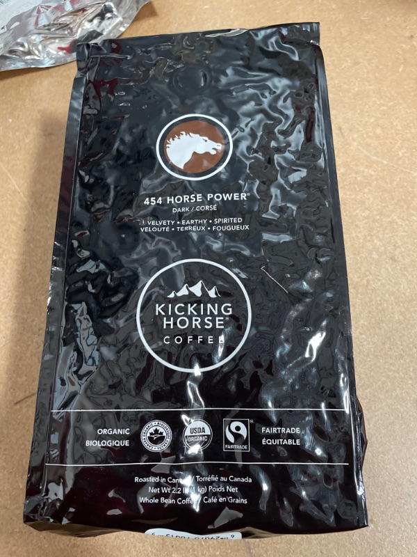 Photo 3 of **BEST BY 01/03/2022**Kicking Horse Coffee, 454 Horse Power, Dark Roast, Whole Bean, 2.2 lb - Certified Organic, Fairtrade, Kosher Coffee
BEST BY 01/03/2022