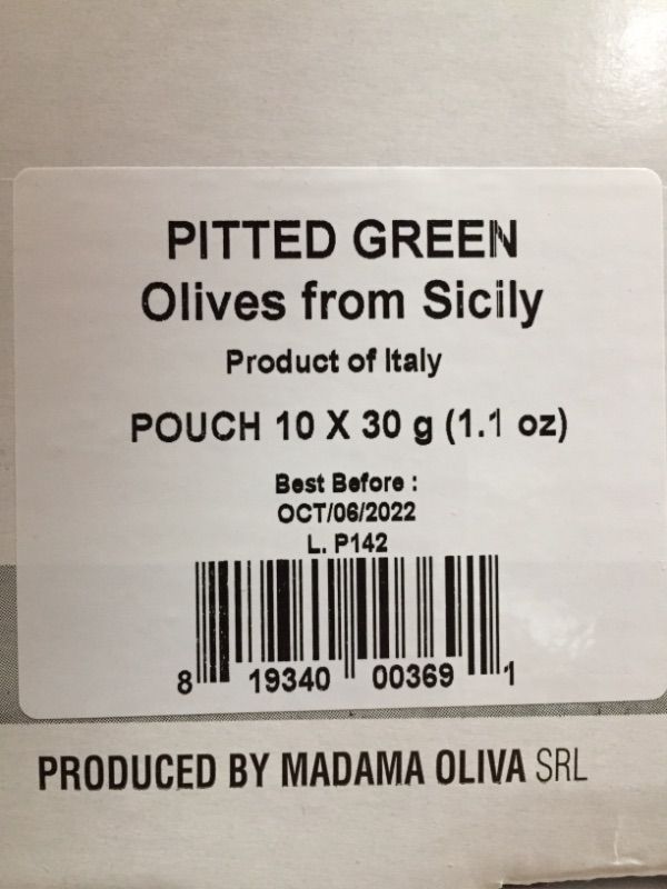 Photo 3 of **BEST BEFORE 10-06-2022**Frutto d'Italia Green Pitted Olives in Pouch, Unflavored 1.1 Ounce (Pack of 10)
