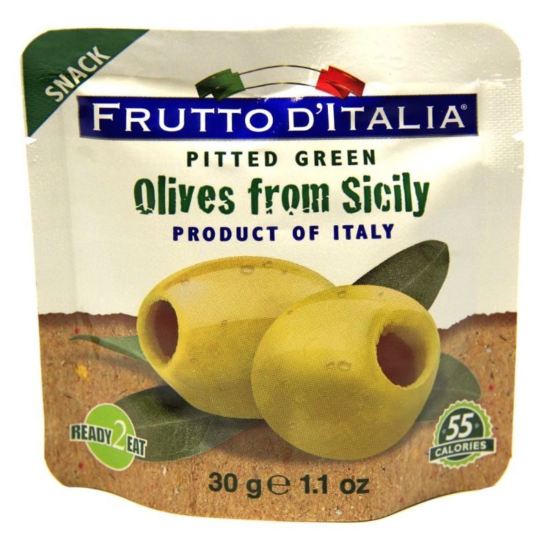Photo 1 of **BEST BEFORE 10-06-2022**Frutto d'Italia Green Pitted Olives in Pouch, Unflavored 1.1 Ounce (Pack of 10)
