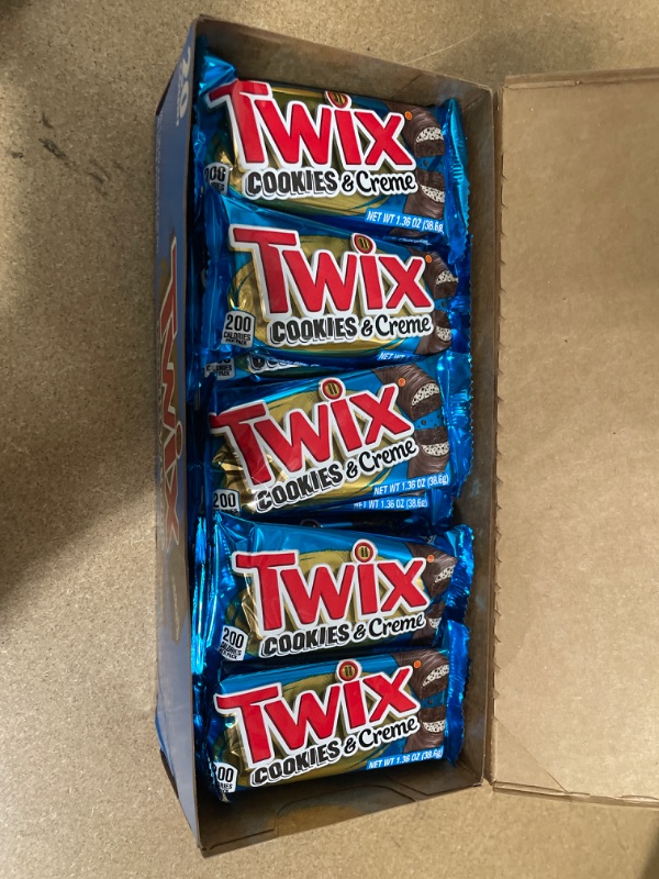 Photo 3 of **BEST BEFORE 10-2022**TWIX Cookies & Creme Chocolate Cookie Bar Candy, 1.36-Ounce (Pack Of 20)
