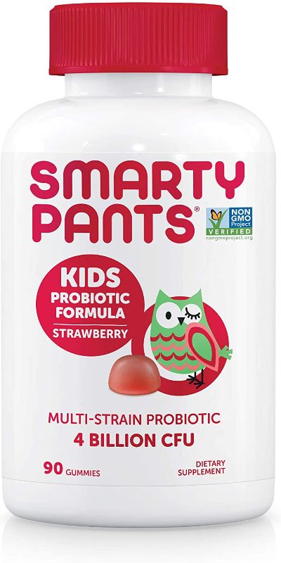 Photo 1 of **BEST BY 03-02-2022**SmartyPants Kids Probiotic Immunity Gummies: Prebiotics & Probiotics for Immune Support & Digestive Comfort, Strawberry Flavor, 90 Gummy Vitamins, 90 Day Supply, No Refrigeration Required
