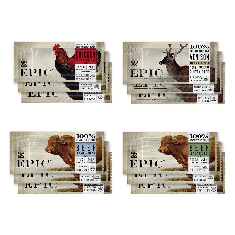 Photo 1 of -BBY 02/22/22-EPIC Bars, Variety Pack (Chicken, Beef, Venison), Keto-Friendly, 12 ct
