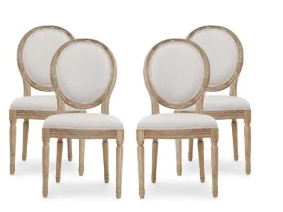 Photo 1 of **INCOMPLETE** - Phinnaeus Beige Fabric Upholstered Dining Chair (Set of 4)
