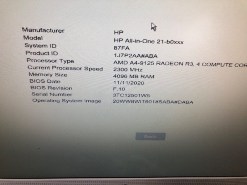 Photo 2 of HP - 20.7" All-In-One - AMD A4 - 4GB Memory - 128GB SSD - Snow White