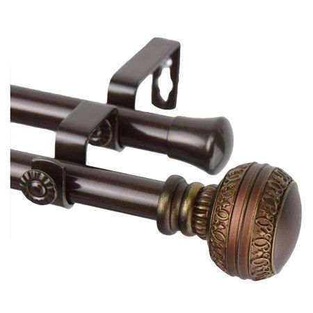 Photo 1 of Rod Desyne Rod Desyne Ornament Double Curtain Rod - 66-120-in- 13/16-in- Cocoa 4702-667
