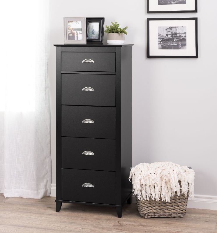 Photo 1 of **MISSING DRAWER**Prepac Yaletown Modern Tall 5-Drawer Lingerie Chest, Black
