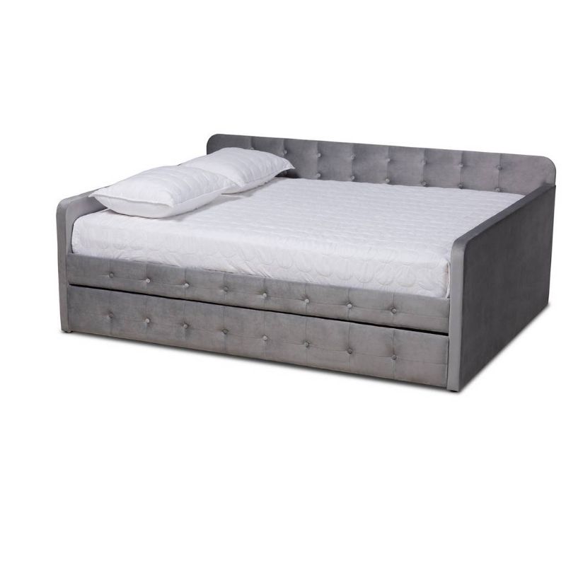 Photo 1 of **INCOMPLETE BOX 2/2** Baxton Studio Jona Modern Transitional Grey Velvet Fabric & Button Tufted Full Size Daybed /w Trundle - Wholesale Interiors CF9183-Grey-Daybed-F/T
