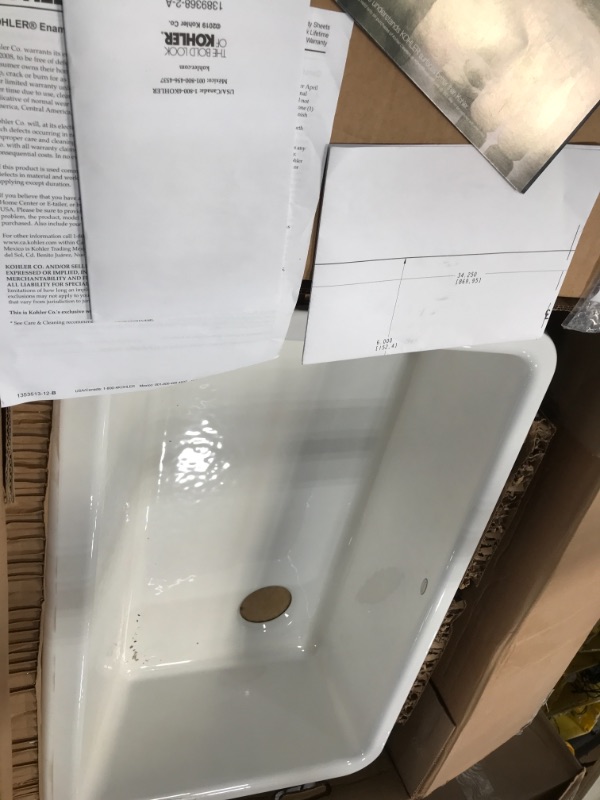 Photo 4 of **MINOR DAMAGE FROM SHIPPING** KOHLER 6488-0 Whitehaven Kitchen Sink, White
