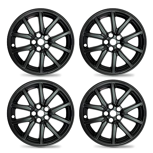 Photo 1 of **SET OF 2** Mayde 18-Inch Hub Caps Fits 2017-2022 Tesla Model 3, Replacement Wheel Covers (Set of 2) (Matte Black)
