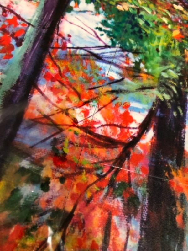 Photo 2 of Abstract Contemporary Painting Colourful Autumn Forest Canvas Picture Print, 35" x 47" 