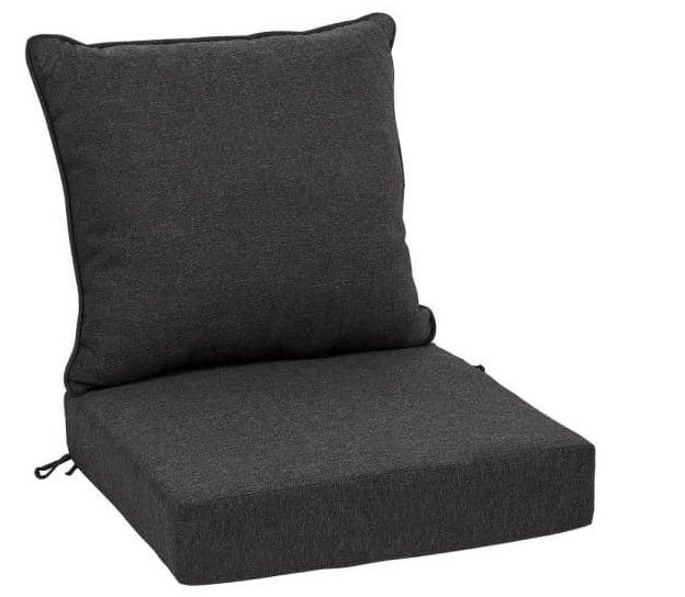 Photo 1 of 24 in. x 24 in. 2-Piece Deep Seating Outdoor Lounge Chair Cushion in Ink Black Oceantex
