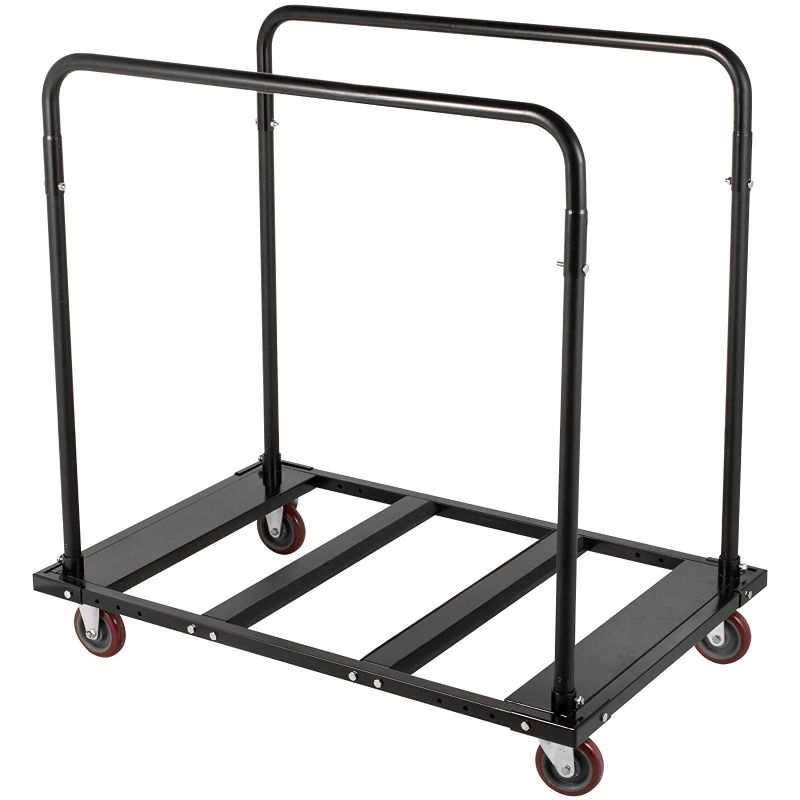 Photo 1 of Happybuy Folding Table Cart Black Table Rack for 60" Round Tables Heavy Duty Table Trolley Black Desk Trolley Steel Frame Rolling Casters Party Event Hotel Furniture 10 Table Capacity
