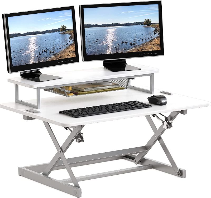 Photo 1 of SHW 36-Inch Height Adjustable Standing Desk Converter Sit to Stand Riser