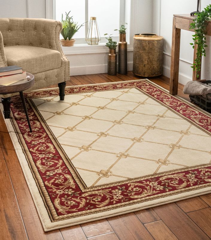 Photo 1 of 36227 7 Ft. 10 in. X 10 Ft. 6 in. Timeless Fleur De Lis Area Rug - Ivory
