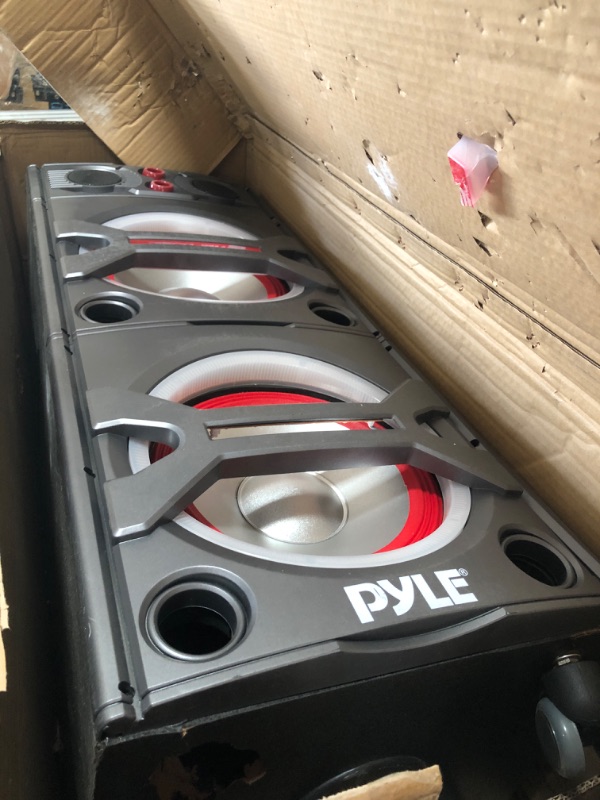 Photo 2 of ***DAMAGED***
Pyle PSUFM1043BT - Bluetooth PA Loudspeaker Karaoke Entertainment System, Active Powered Speaker, Flashing DJ Party Lights, MP3/USB/SD, FM Radio, Wire
